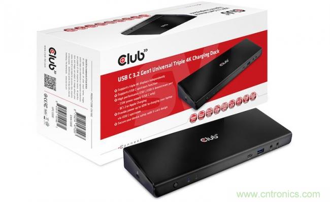 Club 3D推出CSV-1562 USB Type-C扩展坞新品：支持三路4K输出