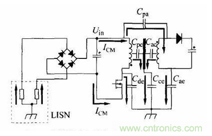 变压器的噪声活跃节点相位干燥绕法抑制EMI