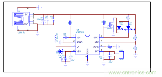 CS5095 USB 5V输入三节锂电升压充电管理方案