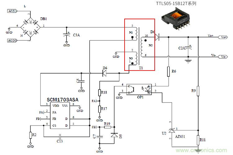 金升阳推出适用于5W的AC/DC隔离SMD变压器——TTLS05-15B12T