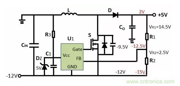 如何实现-12V输入到+5V输出? 如何实现-12V输入到+5V输出?