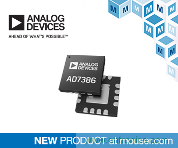 贸泽开始供应Analog Devices 16位AD7386 SAR模数转换器 贸泽开始供应Analog Devices 16位AD7386 SAR模数转换器