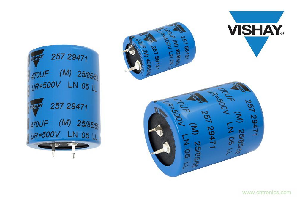 Vishay推出新系列小型卡扣式铝电解电容器257 PRM-SI Vishay推出新系列小型卡扣式铝电解电容器257 PRM-SI