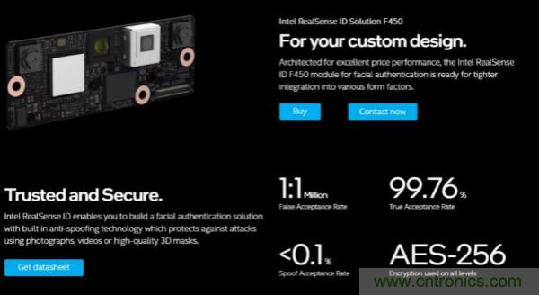 英特尔推出全新3D人脸识别模组RealSense ID F450/455，误识率低至百万分之一