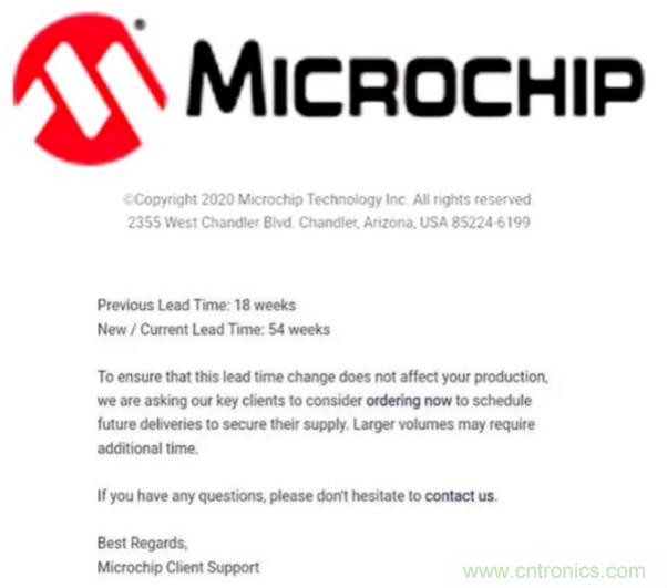 Microchip订单交期延长至54周
