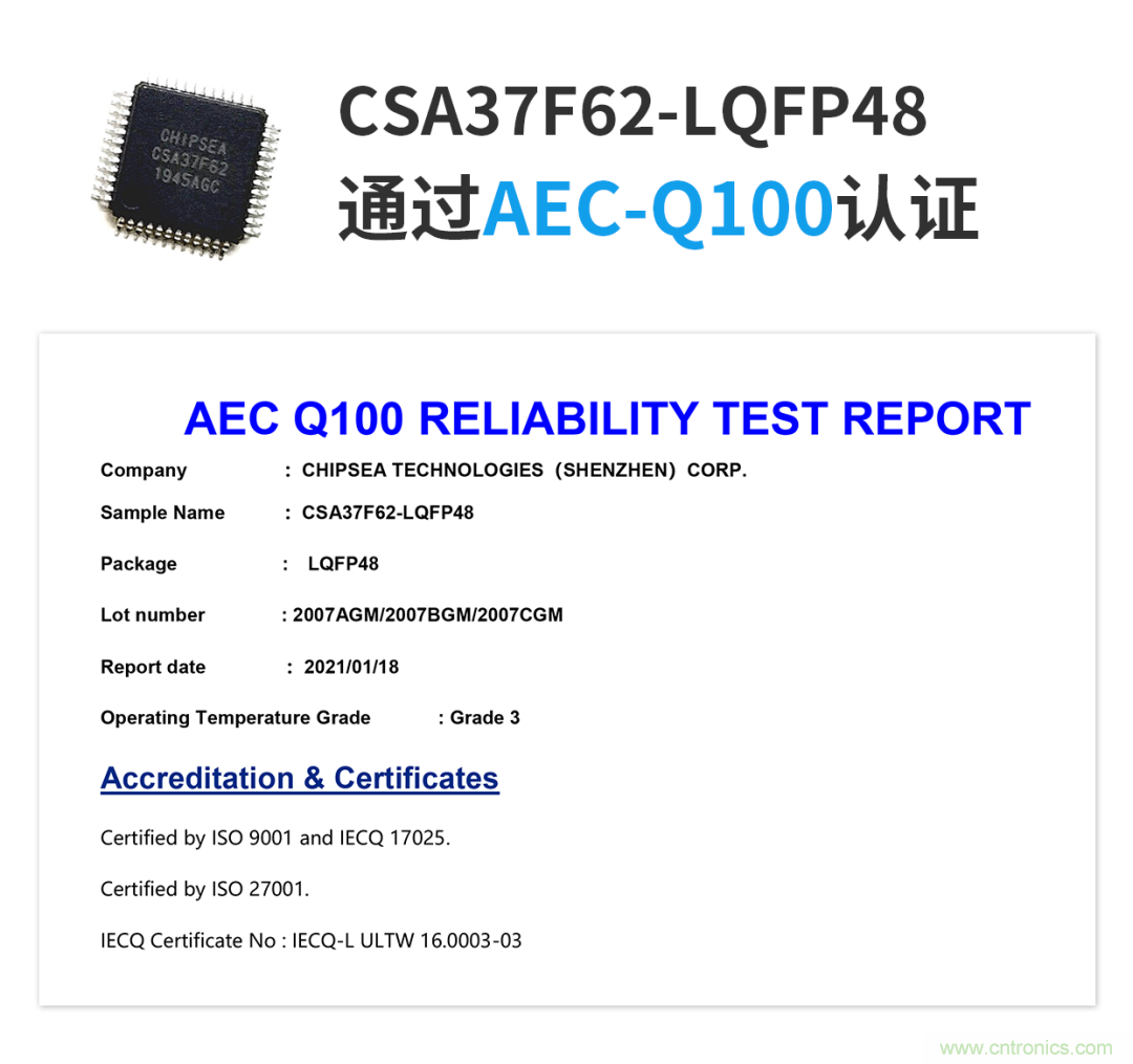 芯海科技推出通过车规级AEC-Q100认证的信号链MCU芯片 芯海科技推出通过车规级AEC-Q100认证的信号链MCU芯片