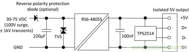 使用RECOM DC／DC转换器作为USB充电器