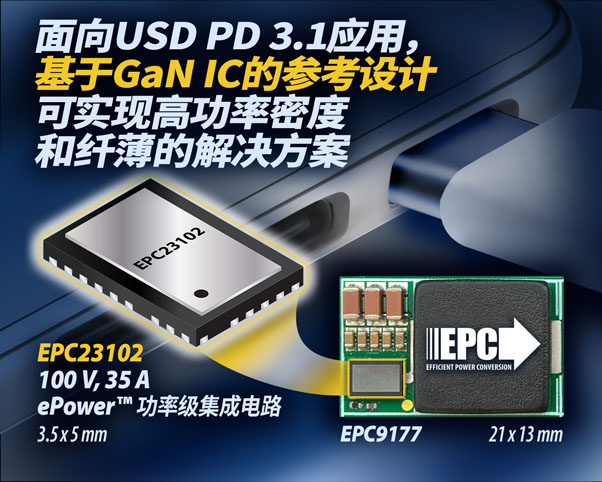 面向USB PD 3.1应用,EPC新推基于eGaN IC的高功率密度、薄型DC/DC转换器参考设计