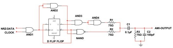 如何使用单电源供电的NRZ到AMI转换器