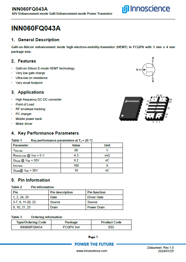 英诺赛科发布60V GaN，为PD3.1提供更多选择