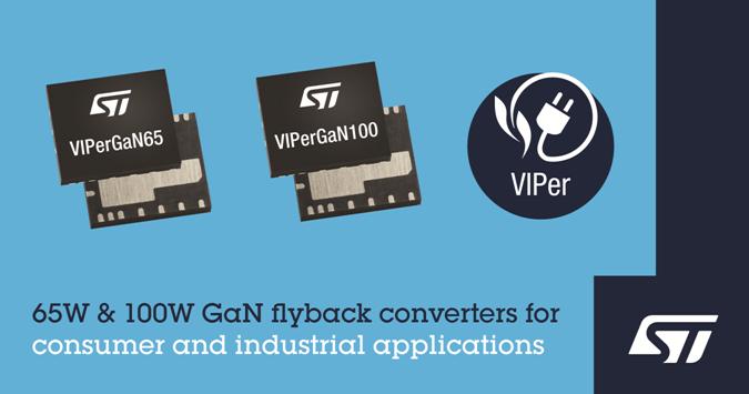 ST的100W和65W VIPerGaN功率转换芯片节省空间提高消费电子和工业应用的能效