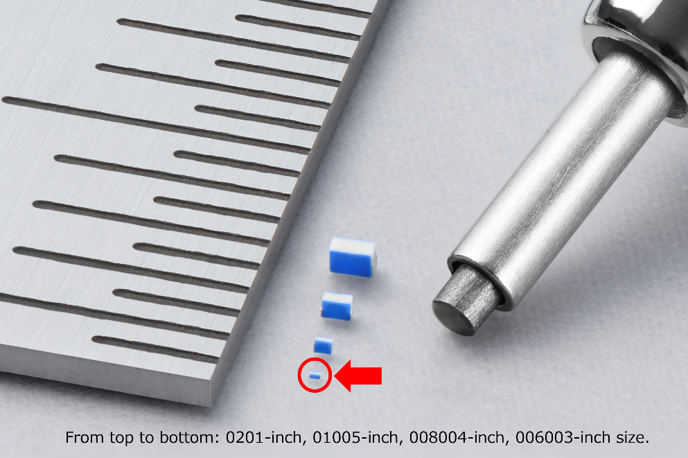村田开始开发超小等级的016008尺寸（0.16mm×0.08mm）片状电感器