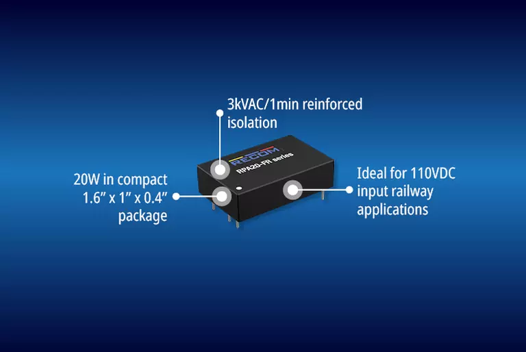 RECOM 推出针对轨道应用20W 微型 DC/DC 转换器