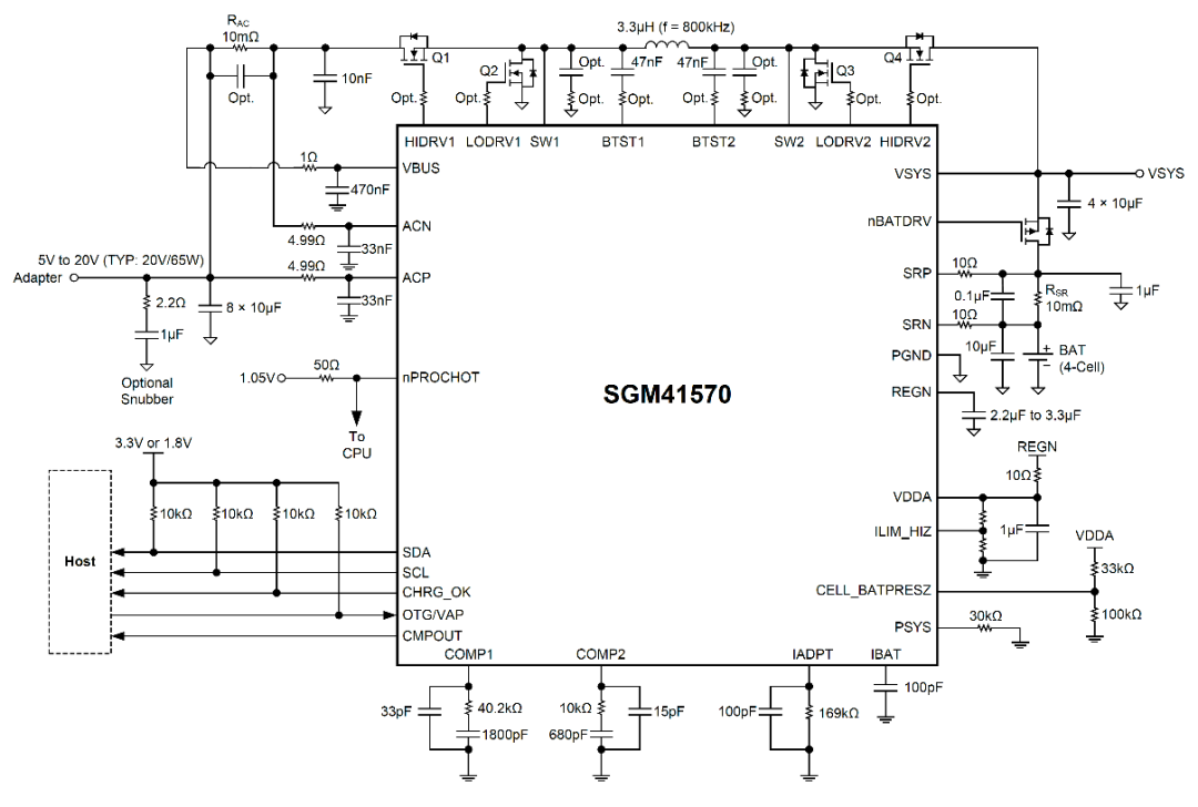 圣邦微电子推出1 至 4 节锂电 8A 升降压充电管理芯片—SGM41570