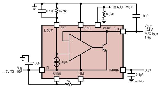 利用LT3080x电流源基准线性稳压器停机