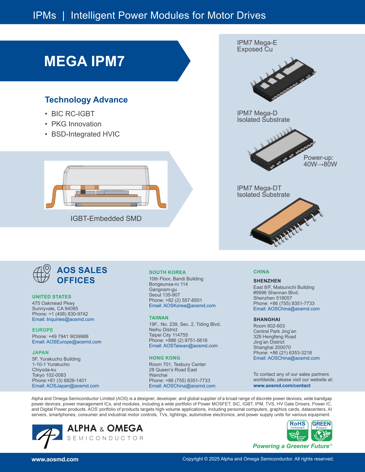 智能温控+集成驱动！AOS电源模块Mega IPM-7革新BLDC电机驱动方案