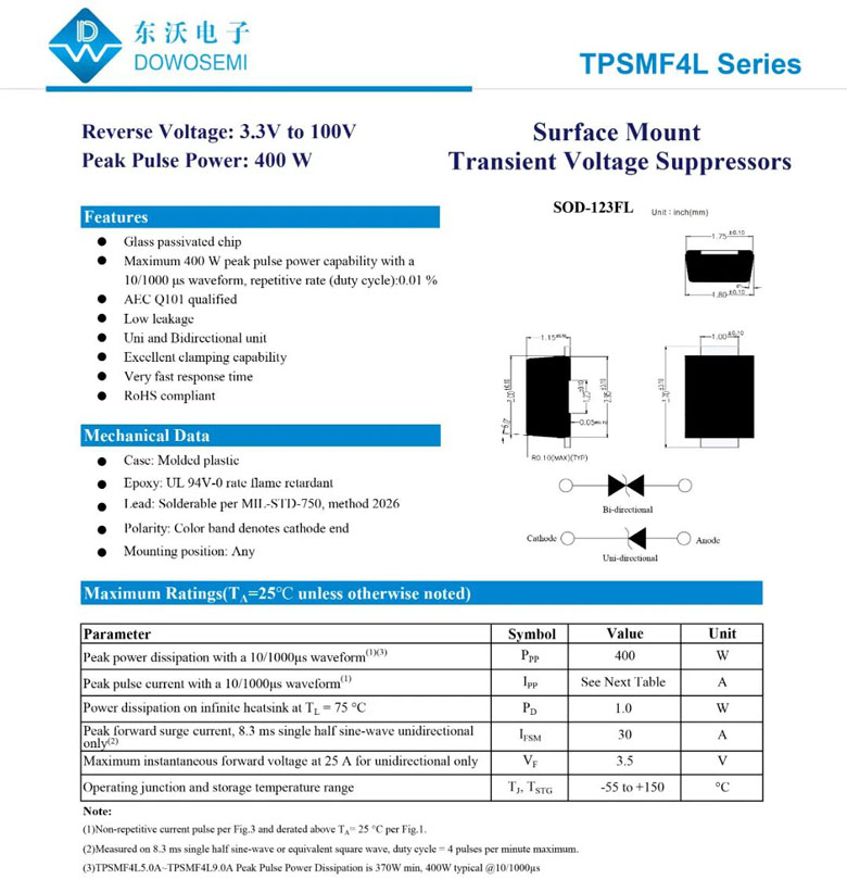 国产车规级TVS新突破：东沃国产TVS为汽车电子提供可靠替代方案